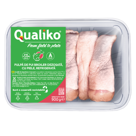 Picior de pui cu carne dezosat și fără piele refrigerată refrigerat